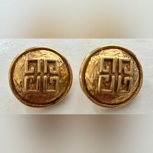 Vtg Givenchy Gold Tone Clip On Earrings